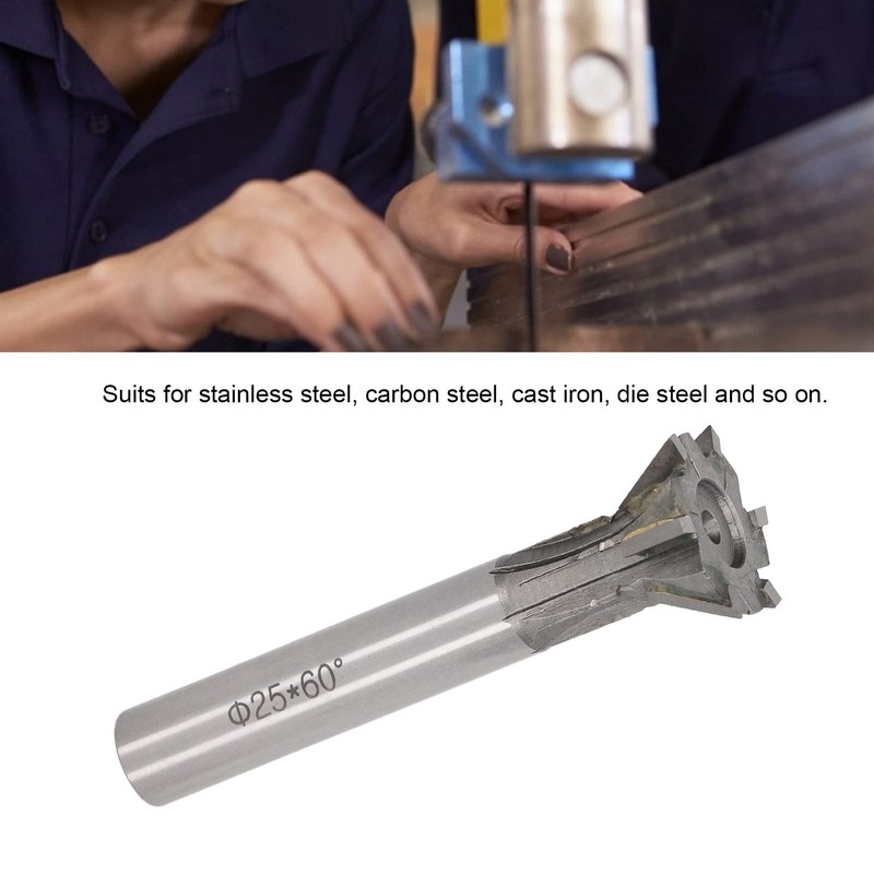 Dovetail Cutter, 60 Degree 6 Flutes Cemented Carbide 25mm Milling