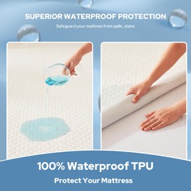 BEDLORE Full Size Mattress Protector, Waterproof Noiseless Mattress Cover with Stretchable Pockets for 6-15 inches Mattress, Soft Breathable Mattress Pad for College Dorm (White)