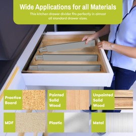 Homemaid Living Bamboo Drawer Dividers Adjustable and Expandable, Kitchen Drawer Organizer, Ideal for Silverware, Dresser Drawer Organizer or Bedroom, Bathroom Drawers Organizers (4pk)