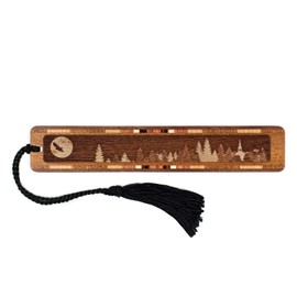 Raven with Moon Engraved Wooden Bookmark with Tassel - Also Available with Personalization - Made in USA