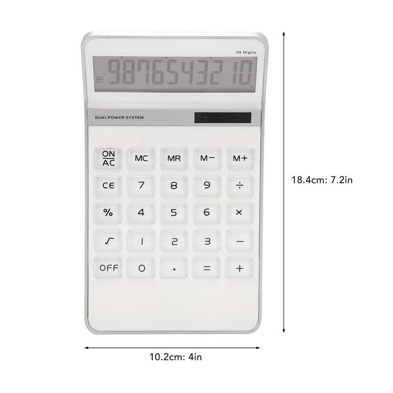 Calculator Solar Battery Powered Transparent Large Keys LCD Display Office