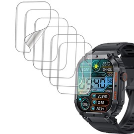 smaate Screen Protector Compatible with GLONHI K57 pro and OUKITEL BT20 1.96 inches Rugged Smart Watch, Soft TPU, 6 pieces, Bubble Self-healing