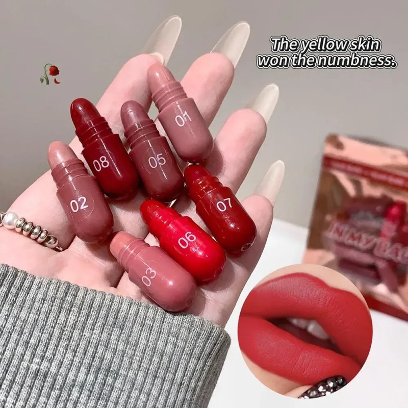 Lápiz Labial Mate De Terciopelo De 8 Colores, Ligero E