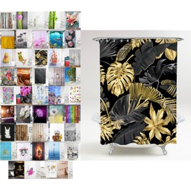 Sanilo Shower Curtain Many Beautiful Shower Curtains to Choose From High Quality Includes 12 Rings Waterproof Anti-Mould Effect (Golden Leaves, 180 x 200 cm)