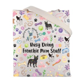 CMNIM Frenchie Mom Tote Bag French Bulldog Lover Gift Frenchie Dog Gifts for Women Busy Doing Frenchie Mom Stuff Shopping Bag (24927 Frenchie Mom Tote)