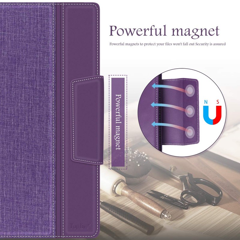 Toplive Portfolio 3 Ring Binder, Business PU Leather Padfolio Organizer