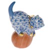 Herend Mischievous Cat Figurine Blue Fishnet