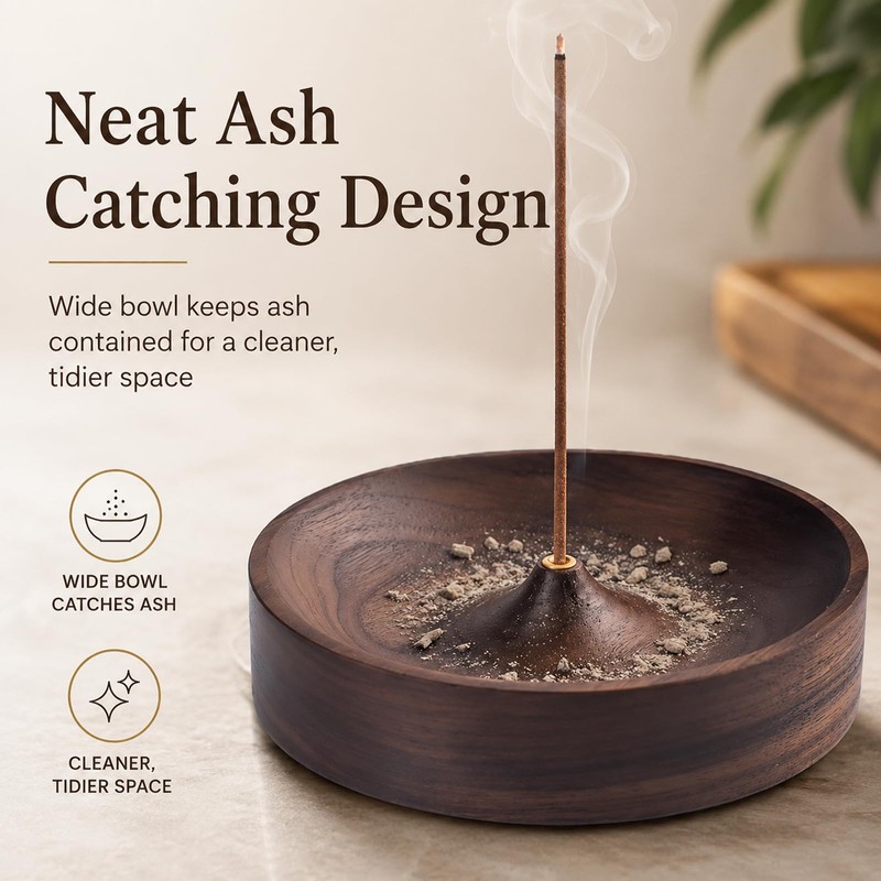 Incense Holder,Walnut Incense Stick Holders,Modern Simple Round Insence