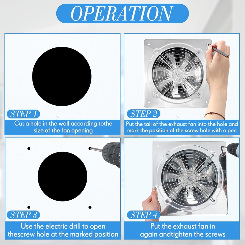 Yaocom 8 Inch Exhaust Fan 576 CFM Kitchen Exhaust Fan