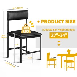 DWVO Dining Room Chairs Set of 4 Black Modern Upholstered Dining Chairs Faux Leather Restaurant Chairs with Metal Legs for Living Room Kitchen 4 Pack, Black