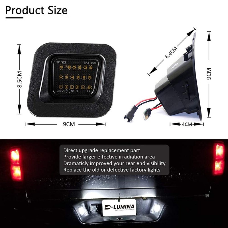 D-Lumina Luces LED para matrícula de montaje de lente ahumada