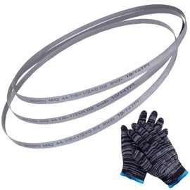 Bitiontry 44-7/8 Inch Bandsaw Blades 10/14 TPI for Milwaukee 48-39-0551, DeWalt DCS374B Portable Band Saw, 44-7/8" x 1/2" x .020", 3-Pack Gift a Pair of Gloves