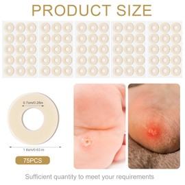 75pcs Corn Cushions, Corn Pads for Toes Latex Sponge Foot Callus Pads Self-Adhesive Foot Care Cushions Protectors for Men Women Feet Toes (Round)