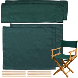 STAY GENT 18''L X 15''W 2 Set Directors Chair Replacement Canvas for 18'' Director Chairs, Replacement Cover Canvas Seat and 19.7''L X 6.3''W Back Covers Kit for Director Chairs Movie Chair, Green