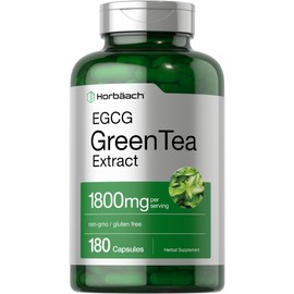 Horbäach EGCG Green Tea Extract Pills | 180 Capsules | Max Potency | Non-GMO & Gluten Free Supplement