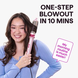 Wavytalk Heatwave Pro Ionic Thermal Brush Set, Dual Voltage 3-Size Heated Round Brush for Short to Long Hair, Bilateral Negative Ions for Frizz-Free Shiny Blowout, Pink