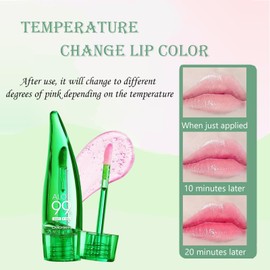 Syloripha Aloe Vera Lip Oil 2pcs PH Temperature Color Changing Lip Gloss,Long Lasting Nutritious Moisturizing Rich Glossy Lip Care Lip Balm Set,Light Texture No Greasy Lip Care Product For Women