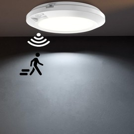 APCENS Battery Operated Motion Sensor Light Indoor, 6.3", 210LM, 6000K Cool White, Stick-on or Screw Mount for Ceiling/Wall, for Closet, Pantry, Shed, Cabinet, Stairwell, Hallway, 1-Pack