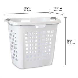 Sterilite Ultra Easy Carry Laundry Hamper, Comfort Handles to Easily Carry Clothes Between the Bedroom and Laundry Room, Plastic, White, 12-Pack