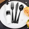 Supernal 60 Pack Black Plastic Silverware with 180pcs Black Plastic