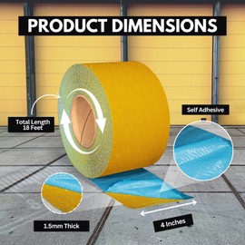 ifloortape DuraMark RPT-750 Yellow Reflective Pavement Marking Tape – Slip Resistant Premium Durability Outdoor Heavy-Duty Rubber Base Safety Tape (4 Inches x 18 Feet)