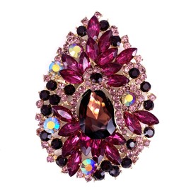 SELOVO Huge Big Large Flower Statement Brooches and Pins Scarf Decoration Gold Tone (Purple)