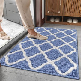 SHACOS Door Mats 24"x36" Indoor Washable Doormats Non Slip Rubber Backing Dirt Trapper Entryway Rug Entrance Entry Rugs and Mats for Kitchen Laundry Room, Light Blue