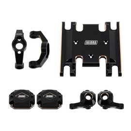 INJORA Black Brass C Hubs, Steering Knuckles, Front Rear Diff Covers, Skid Plate Transmission Mount for 1/18 HPI Venture18 RC Upgrade