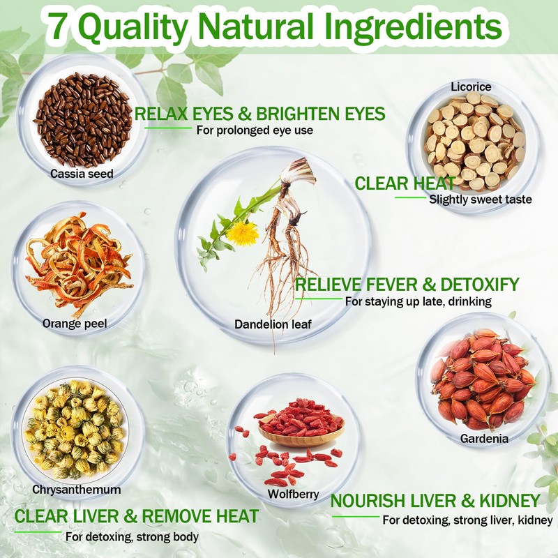 30pcs Dandelion Wolfberry Tea, Goji Berry Chrysanthemum Cassia Seed Tea,
