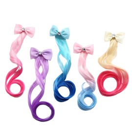 Pack of 5 Wig, Colourful Hair Accessories, Hair Accessories for Wigs, Hair Accessories with Bows Decorations, Women's Party, Festive Days, Birthday Party