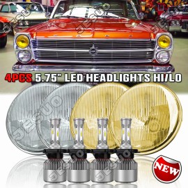 JESUO 4x 5.75" 5-3/4inch Round LED Headlights Hi-Lo for 1962-1974 Ford Galaxie 500