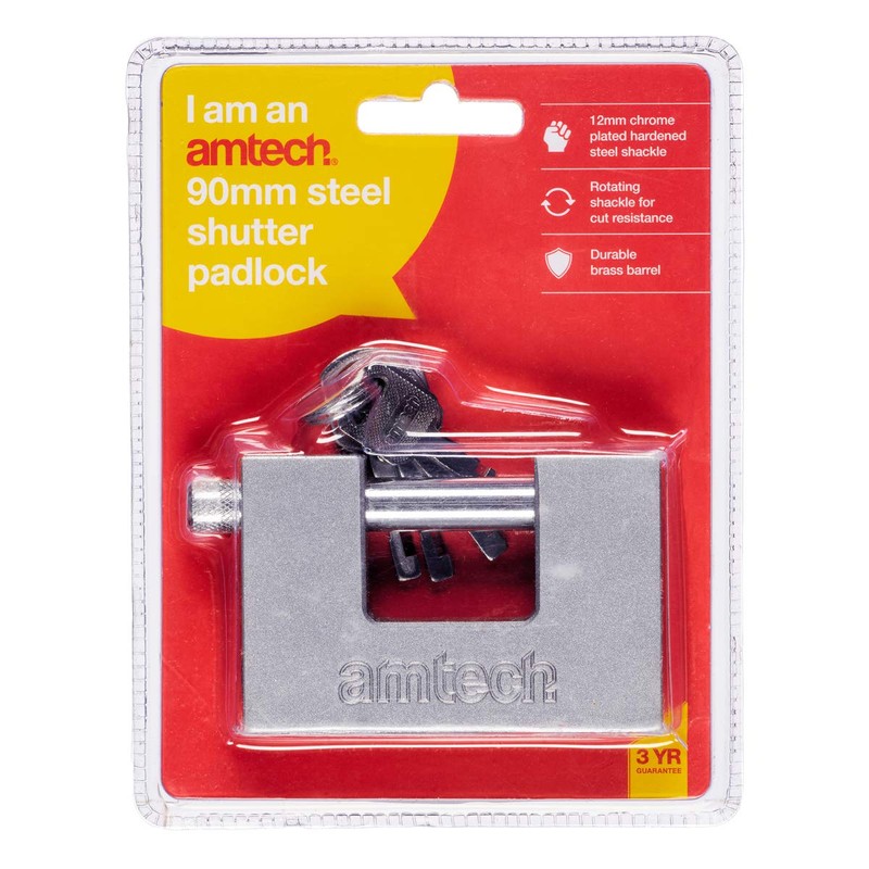 Amtech T1679 90mm Steel Shutter Padlock