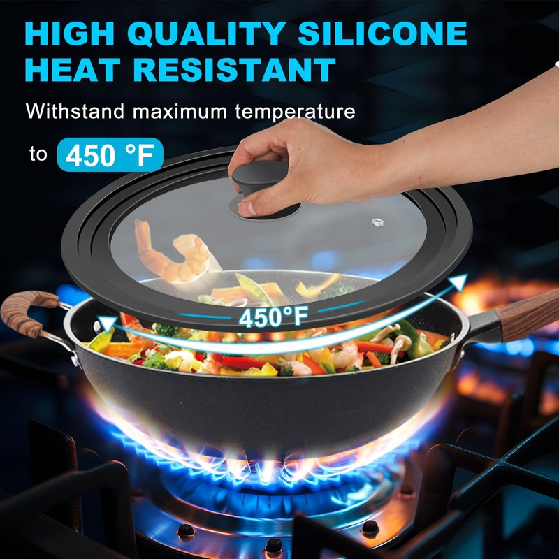 Universal Lids for Pots, Pans and Skillets, Fits 7", 8",