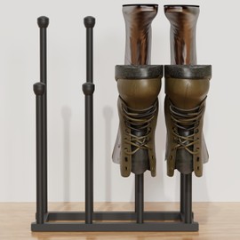 Tigerden 22.5 Inches Free Standing Shoe Racks, Tall Black Metal Boot Rack Organizer for 4 Pairs, Knee-High Boot Storage Shelf for Closet, Bedroom, Entryway, Hallway, White