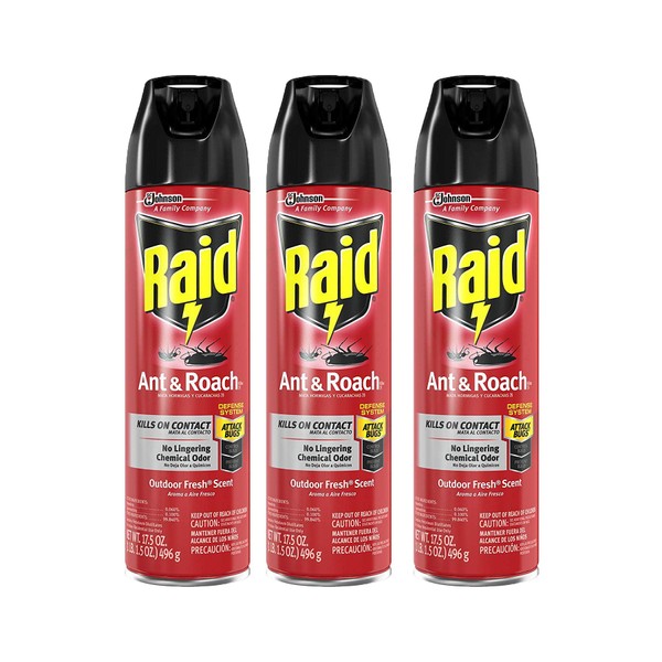 Raid Ant and Roach Killer Outdoor Fresh, 17.5 OZ, Pack of 3