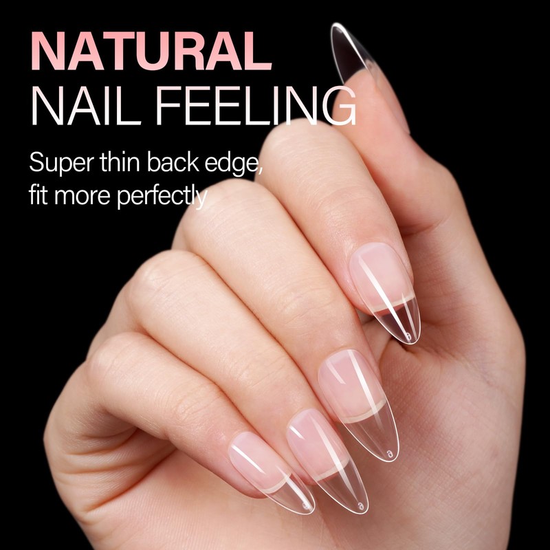 AILLSA Medium Almond Nail Tips Soft Gel Pre-Shaped Acrylic Nail