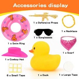 Ducks for Cars - Rubber Duck for Dashboard, Yellow Duck Car Dashboard Decorations, Squeak Ducks Car Ornaments Car Décor Accessories with Hat Swim Ring Necklace Sunglasses for Decor Home