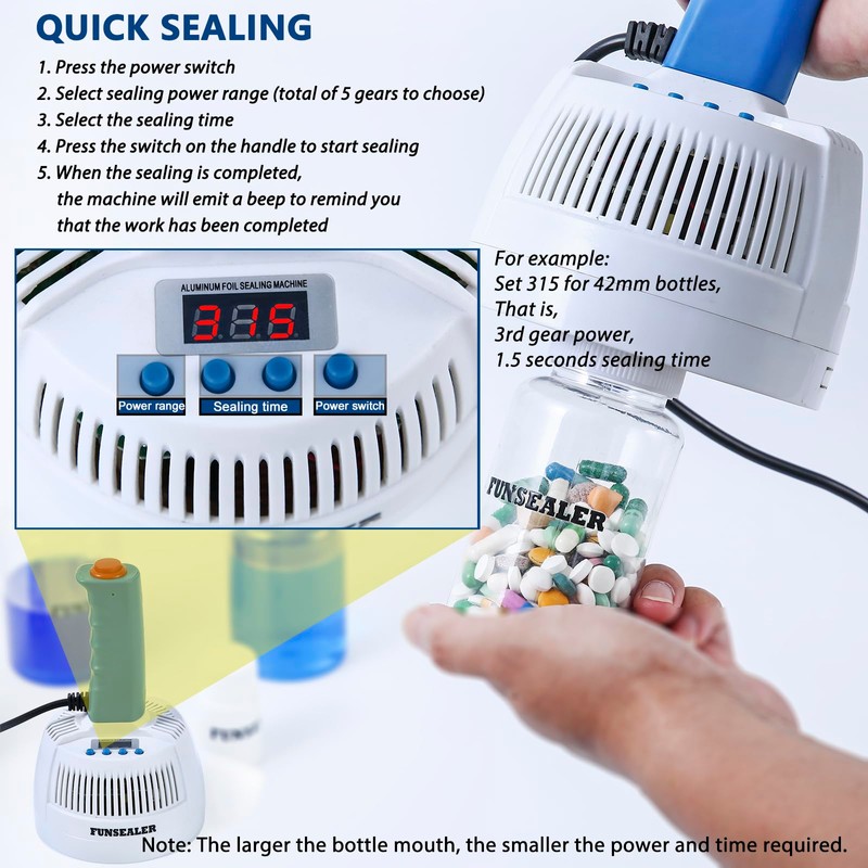FUNSEALER Induction Heat Sealer Bottle Cap Sealing Machine For Plastic