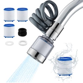 Kitchen Faucet Sprayer, Water Tap Extension with Filtration, Movable Faucet Extender for Kitchen Sink, 360° Rotatable Sink Faucet Head Anti-Splash, 3 Mode Sprayer for Kitchen/Bathroom