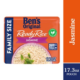 BEN'S ORIGINAL Ready Rice Jasmine Family Size Rice, Easy Dinner Side, 17.3 OZ Pouch (Pack of 6)