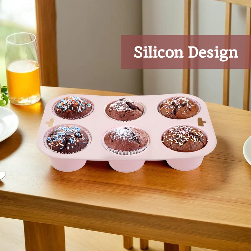 Premier Housewares Elegant Pink Muffin Tray, Easy to Clean Silicon