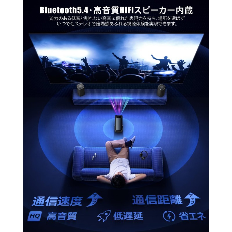 Glorlummi Projector, Household Use, 22,000 LM, Bluetooth Remote Control, Android