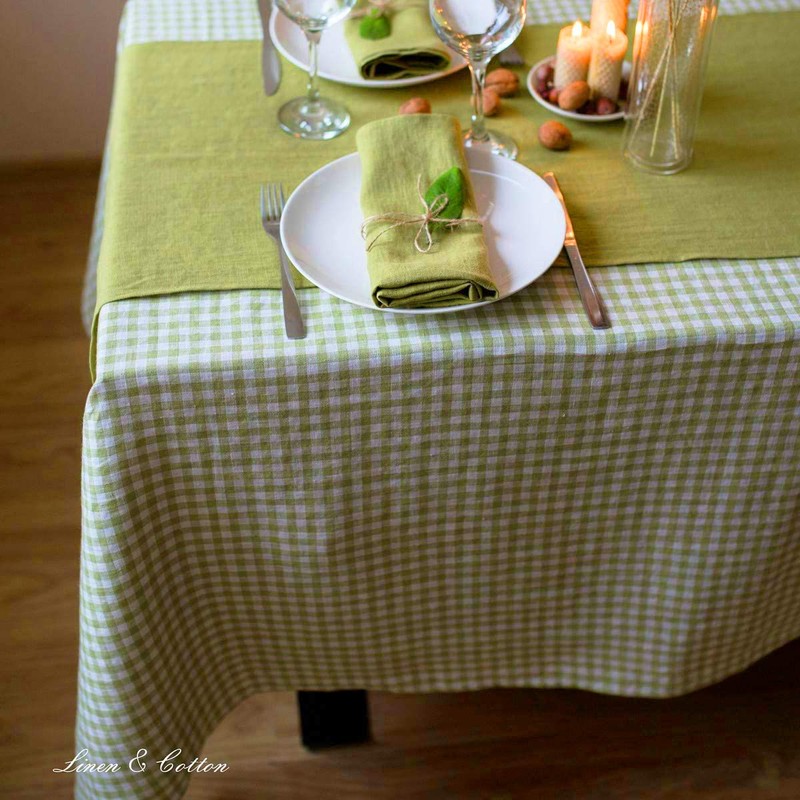 Linen & Cotton Tablecloth Table Linen Checked Country House Style