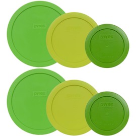 Pyrex (2) 7402-PC Green 7 Cup (2) 7201-PC Edamame Green 4 Cup (2) 7200-PC Lawn Green 2 Cup Plastic Food Storage Lids - 6 Pack
