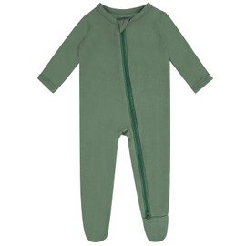 GUISBY Baby Footed Pajamas with Mitten Cuffs,2 Ways Zipper Long Sleeve Romper Green Newborn