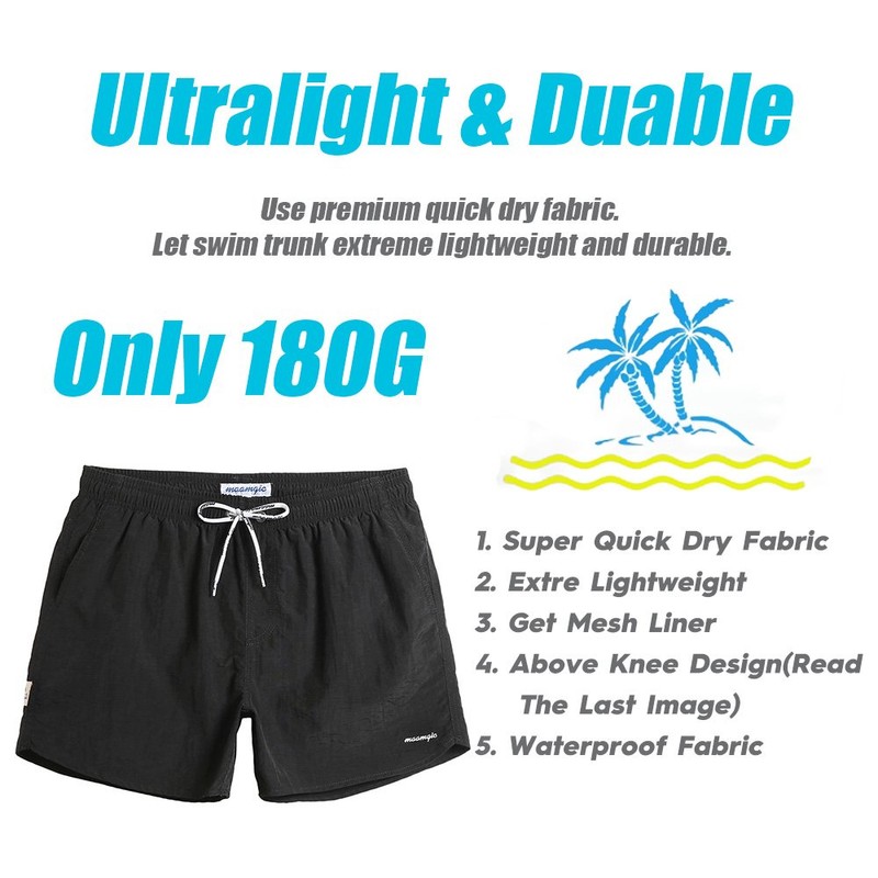 MaaMgic Mens Swim Trunks with Mesh Lining Quick Dry Mens