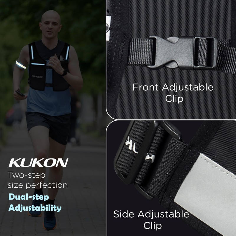 KUKON LED Running Vest - Adjustable Reflective Unisex Vest with