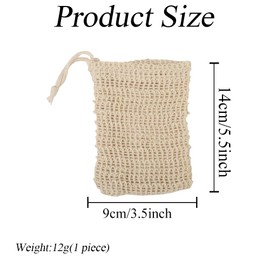 5Pcs Sisal Soap Saver Bag with Drawstring Bar Soap Pouch Mesh Hand Made Soap Bag Mesh Foaming and Drying The Soap Soap Exfoliating Bag for Shower Bath Scrubber (Beige)