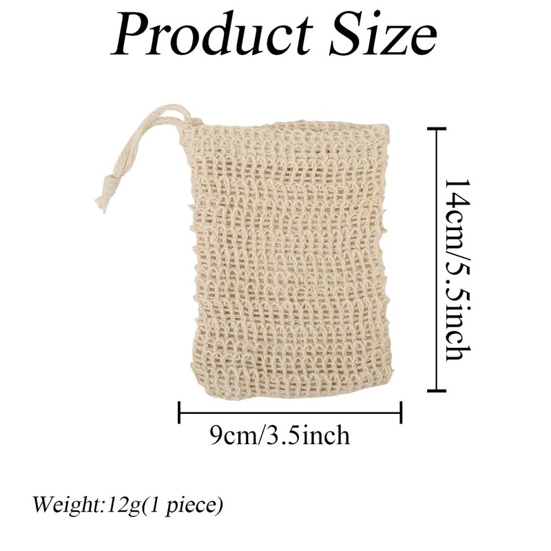 5Pcs Sisal Soap Saver Bag with Drawstring Bar Soap Pouch