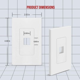 TOPGREENER 1 Port Keystone Jack RJ45 Screwless Wall Plate, Cat7 Cat6 Cat5 Compatible, Size 1-Gang 4.69" x 2.93", Port .60" x 50", Unbreakable Polycarbonate Thermoplastic, SI8871, Glossy, White